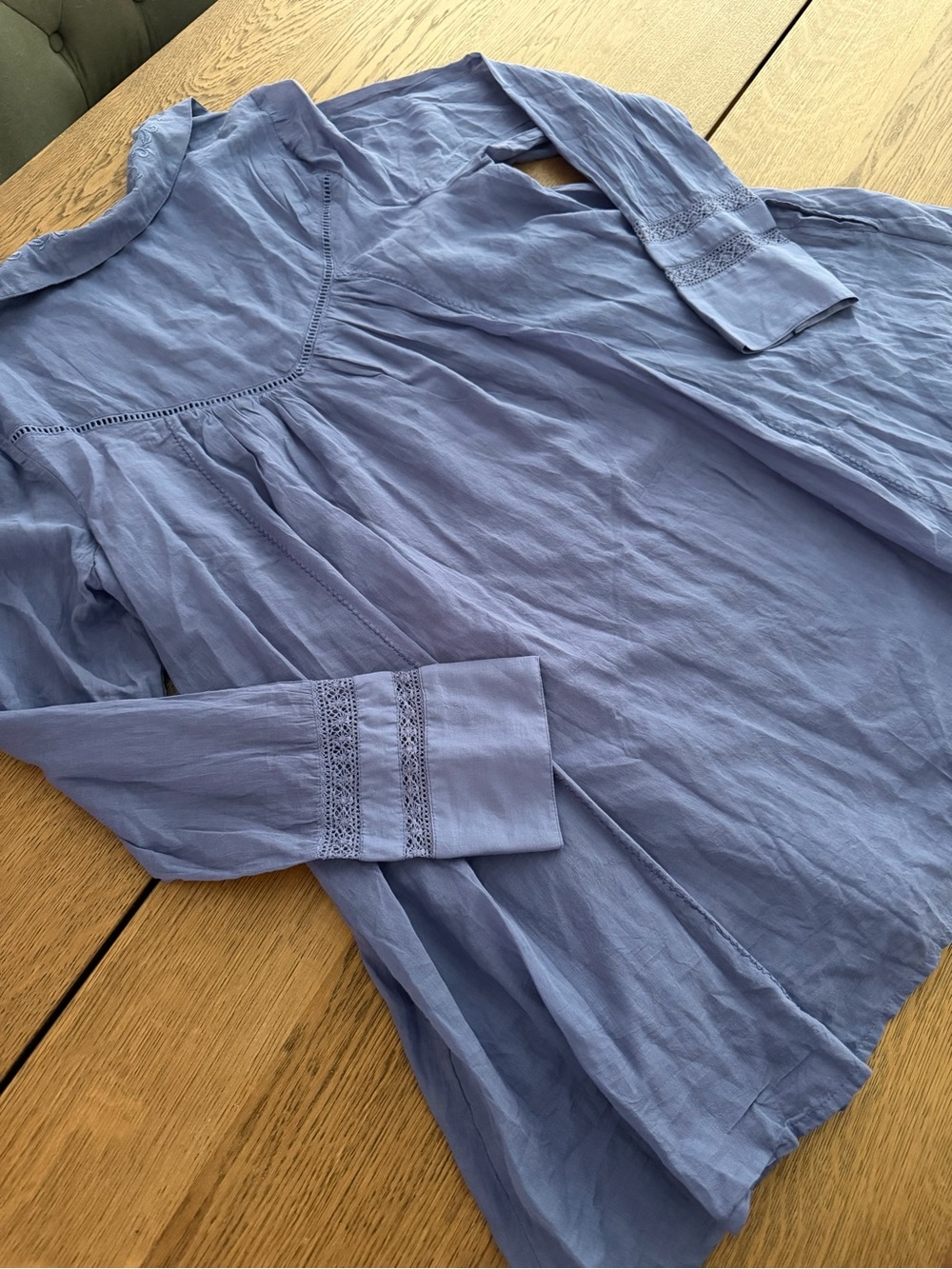 Free People Haddie Solid Mini Dress Prep Peri Blue Embroidered Boho Tunic L $165 - Picture 10 of 11